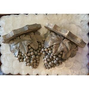 2 Display Wall Shelves Sconces Grapes Leaves ornate heavy pair Italy style